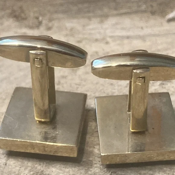 Sarah Cov. Coventry Vintage Green Jade Gold Tone Men’s Cuff Links Cuff-links - Picture 5 of 8